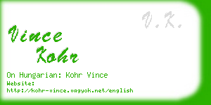 vince kohr business card